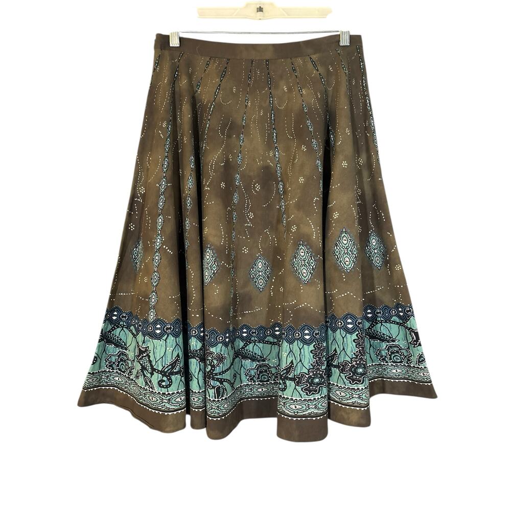 Caroll France Retro Batik Tie Dye Midi Skirt S Boho Hippie Artsy Casual Festival